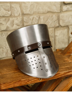Casque médiéval en acier poli modèle Laurin