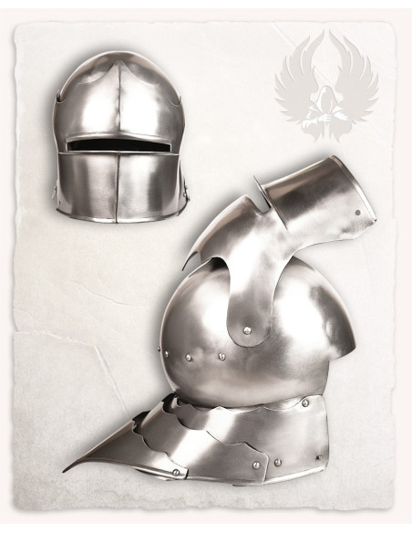 Casque médiéval Sallet acier poli...