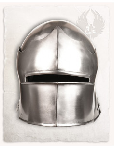 Casque médiéval Sallet acier poli modèle Mathes 2