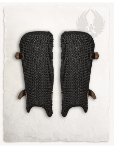 Grèves de cotte de mailles en acier noirci, modèle Connor 2