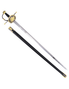 Épée Don Quichotte avec finition nickel et or