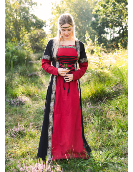 Robe Médiévale Leonor en rouge-noir