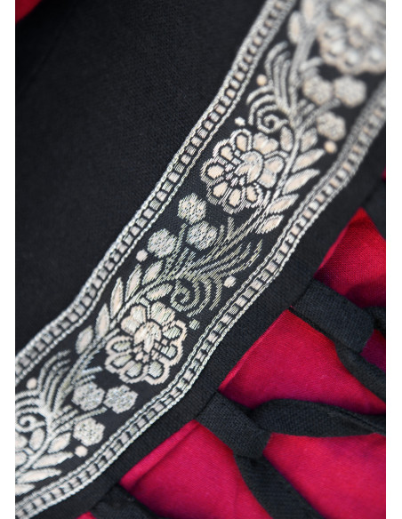 Robe Médiévale Leonor en rouge-noir