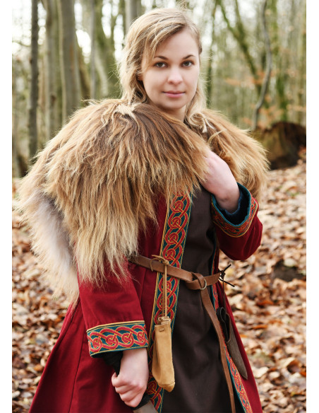 Manteau Viking brodé Ella en rouge...
