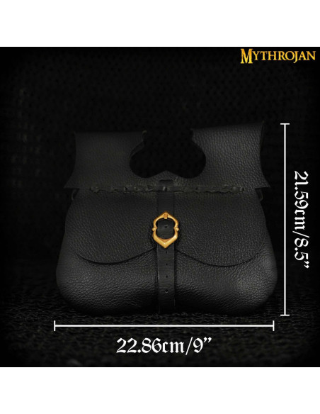Sac médiéval en cuir noir (21,60 x...