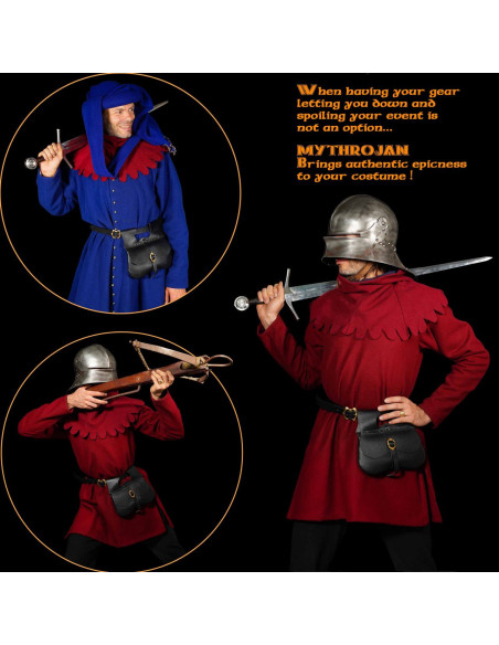 Sac médiéval en cuir noir (21,60 x...