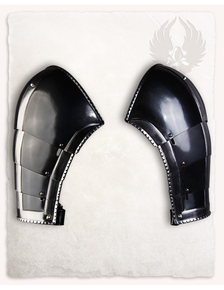 Épaulettes médiévales en acier noirci...