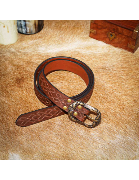 Ceinture médiévale en cuir marron...