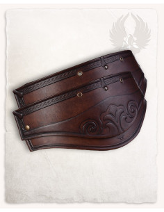 Épaulettes médiévales modèle Artemis, cuir marron (2ème...