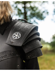 Épaulières en cuir gaufré motif floral modèle Gauvain