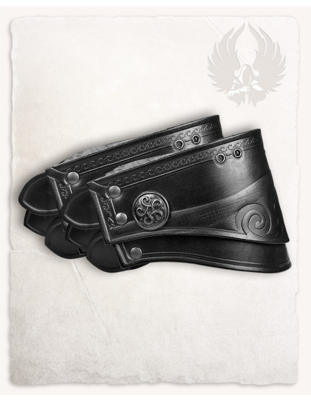 Épaulières en cuir noir gaufré motif...