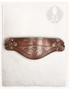 Épaulières en cuir marron gaufré motif floral modèle Hektor 2