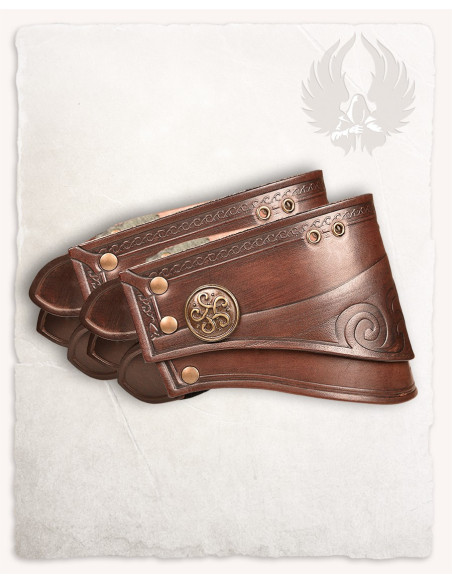 Épaulières en cuir marron gaufré...