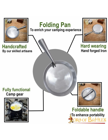 Poêle pliante en fer forgé à la main...