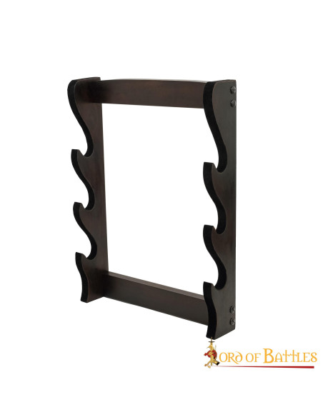 Support mural pour 3 épées ou haches