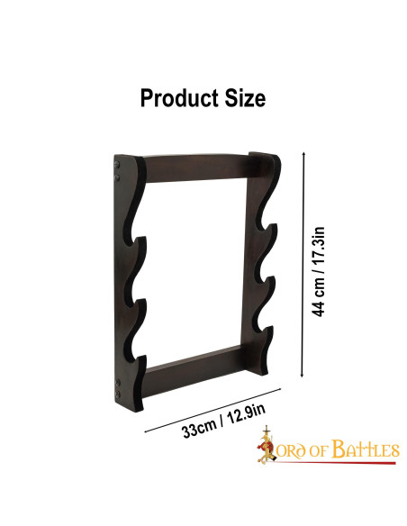 Support mural pour 3 épées ou haches