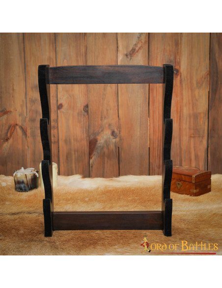 Support mural pour 3 épées ou haches