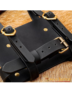 Porte-journal à porter à la ceinture, cuir noir 2