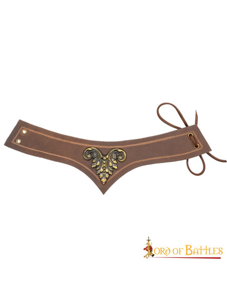 Diadème médiéval en cuir marron décoré