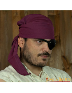 Bandana pirate en coton bordeaux