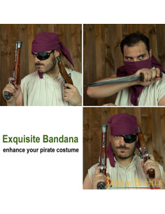 Bandana pirate en coton bordeaux 2
