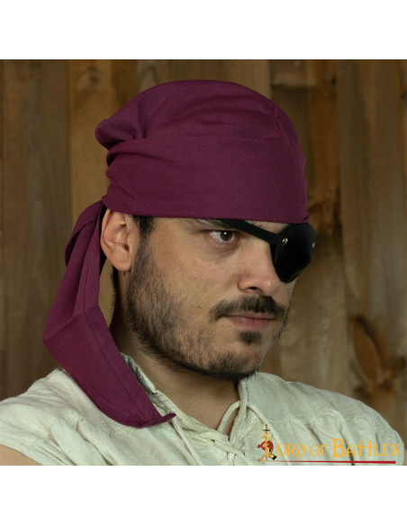 Bandana pirate en coton bordeaux