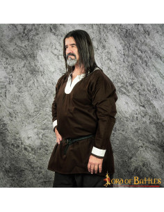 Tunique Viking marron-blanc modèle Sigurd 2