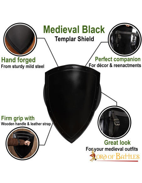 Bouclier noir lisse à peindre (60,9 cm.)