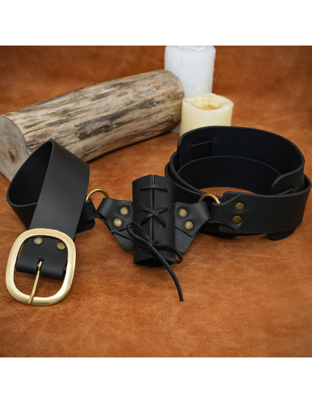 Baldric médiéval en cuir avec...