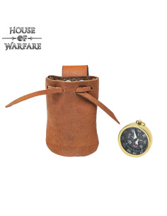 Boussole pirate avec étui en cuir véritable (3,5 cm.)