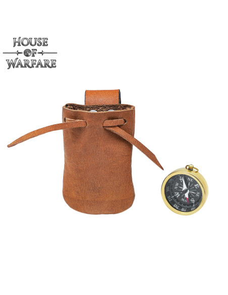 Boussole pirate avec étui en cuir...