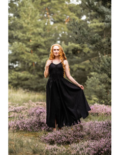 Robe médiévale élégante Jasmin, couleur noire