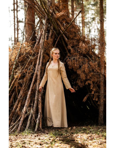 Robe femme viking modèle Lina, blanc naturel
