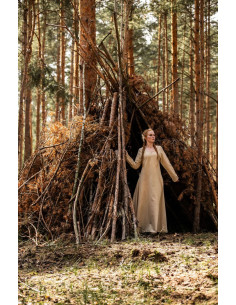 Robe femme viking modèle Lina, blanc naturel 2