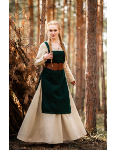 Tablier médiéval Viking Aila en laine, couleur verte