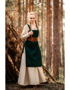 Tablier médiéval Viking Aila en laine, couleur verte 2