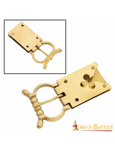 Boucle médiévale en forme de trèfle en laiton du 14ème... 2