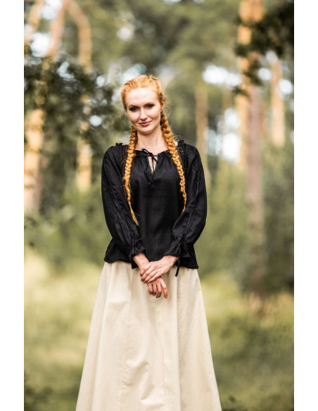 Chemisier femme médiévale Bettina, noir