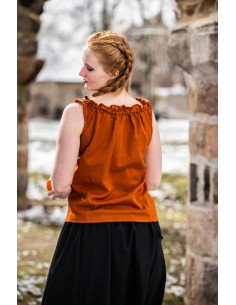 Chemisier Médiéval Sans Manches Adele, Orange Rouille 2