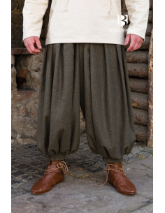 Pantalon large Rus Borys, gris olive