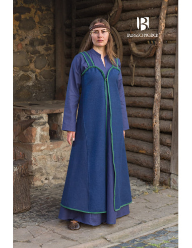 Robe médiévale modèle Rus Katarzyna, bleu-vert