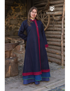 Manteau médiéval modèle Rus Kseniya, bleu-rouge