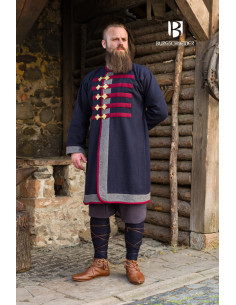 Manteau médiéval modèle Rus Kosma, Gris Foncé-Rouge