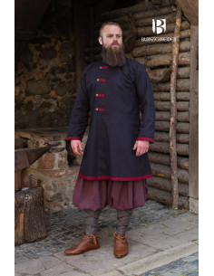 Manteau médiéval modèle Rus Jakub, Noir-Bourgogne 2