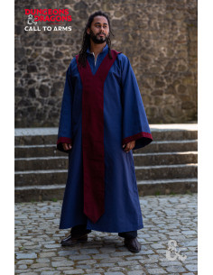 Tunique de sorcier médiéval, bleu foncé-Bordeaux