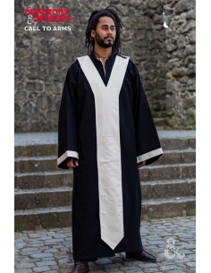 Tunique de magicien médiéval, noir-blanc naturel