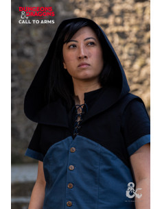 Gilet médiéval à capuche Rogue, noir-bleu 2