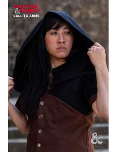 Gilet médiéval avec capuche Rogue, marron-noir