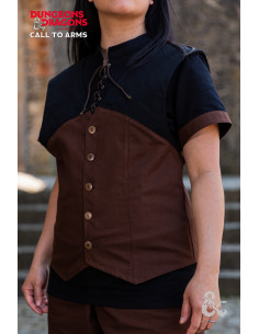 Gilet médiéval avec capuche Rogue, marron-noir 2