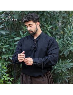 Chemise médiévale en coton modèle Luigi, noir